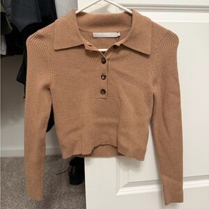 One Grey Day Tan Ribbed Sweater